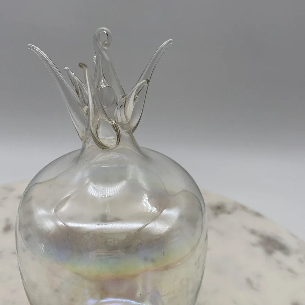 Set of 2‎ Vintage Hand Blown Iridecent Pineapple Ornaments